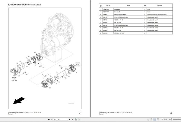 098 Manitou Telescopic Handler MTA 6034 Series III Parts Manual 50960142C 1