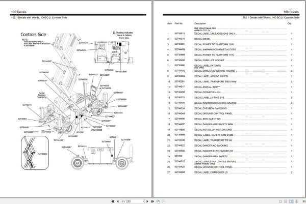 099 Manitou Work Platforms 100SC2 120SC2 140SC Parts Manual 52764556 1