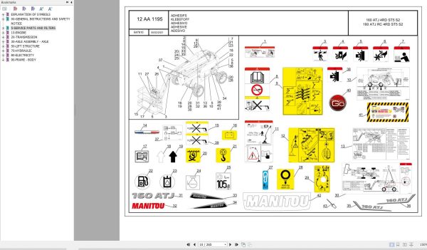102 Manitou Work Platforms 160 ATJ 4RD ST5 S2 Parts Manual 647910