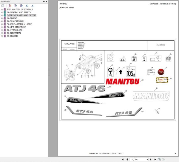 108 Manitou Work Platforms Atj46 160Atj 180Atj Parts Manual 647910