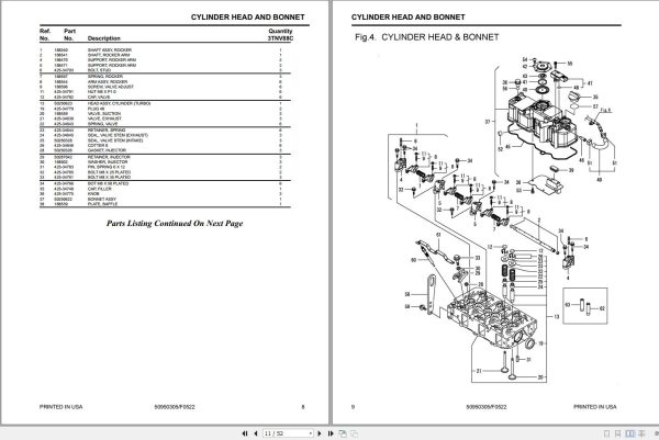 110 Yanmar Engine 3TNV88C KMS T4 3TNV88C KMSV ST5 Parts Manual 50950305F 1