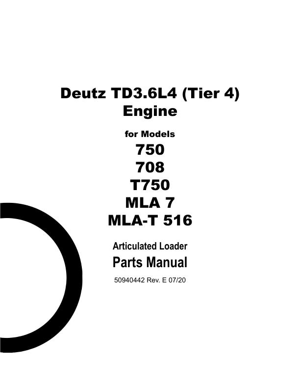 Deutz Engine TD3.6L4 Tier 4 Parts Manual 50940442E