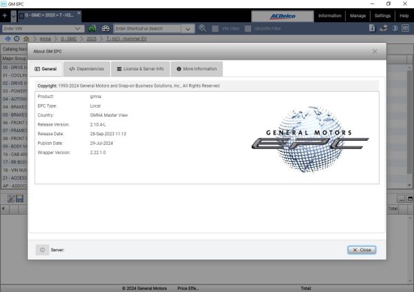 General Motors GMNA EPC 08.2024 Spare Parts List VMWARE