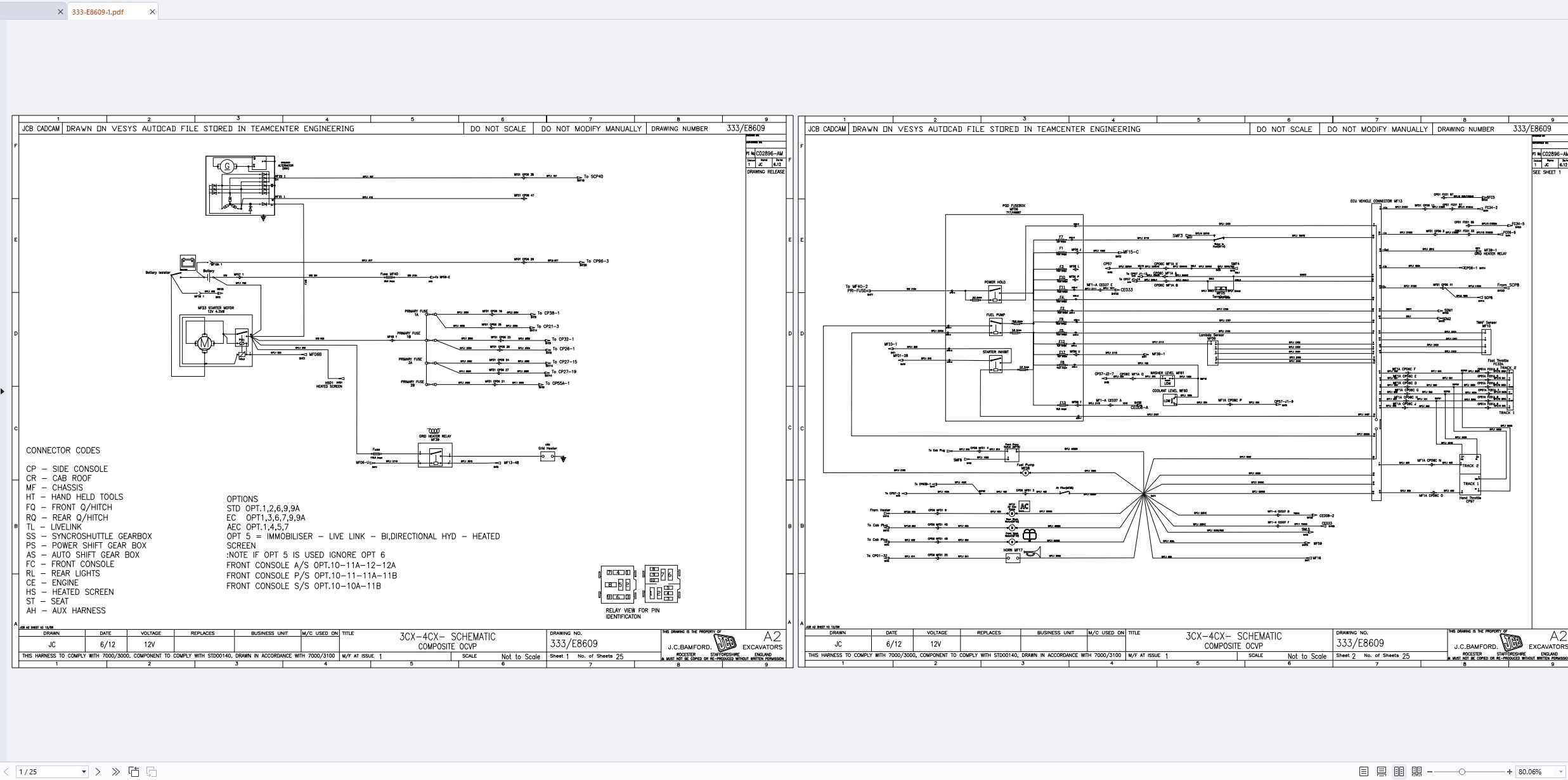 JCB 2024 Electric Circuit Wiring Hydraulic Harness Diagram Schematic