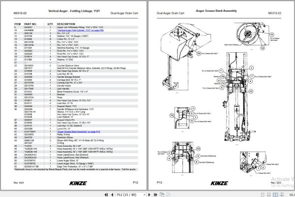 Kinze Agriculture 2024 Operators Parts Manual and Diagram 4