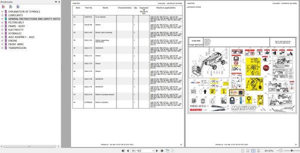 Manitou ATJ 46 RNC 2RD T4 S1 To 180 ATJ RC 4RD ST5 S1 Parts Catalog 647696
