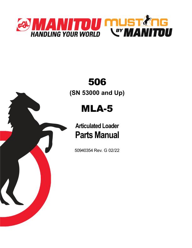 Manitou Articulated Loader 506 MLA 5 Parts Manual 50940354G