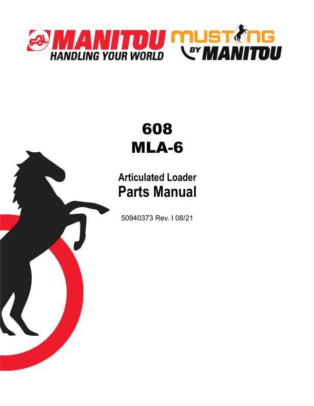 Manitou Articulated Loader 608 MLA 6 Parts Manual 50940373I