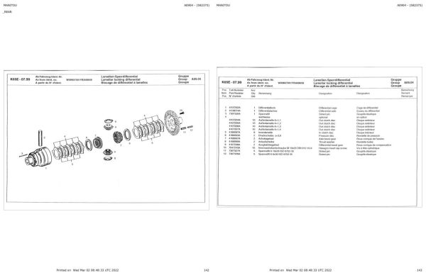 Manitou Articulated Loader AL65 AL70E Parts Manual 582375 1