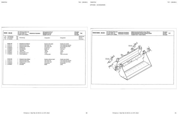 Manitou Articulated Loader JOGGER 711S Parts Manual 582481