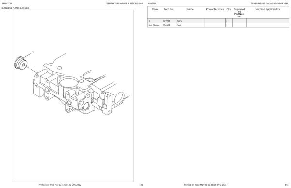 Manitou Backhoe Loader MBL X 920 Parts Catalog