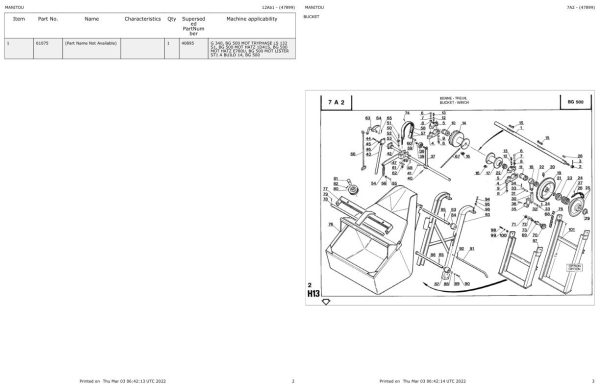 Manitou Concrete Mixer BG 500 MOT HATZ 1D41S Parts Catalog 647899 1