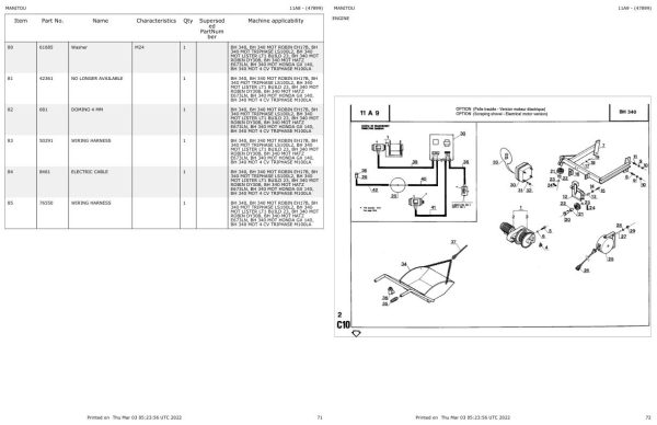 Manitou Concrete Mixer BH 340 MOT ROBIN DY30B Parts Catalog 647899 1