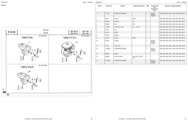 Manitou Concrete Mixer BSI 340 S Parts Catalog 647206 1