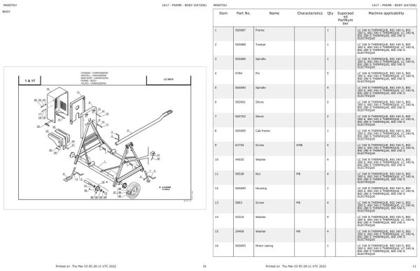 Manitou Concrete Mixer BSI 340 S THERMIQUE Parts Catalog 647206 1