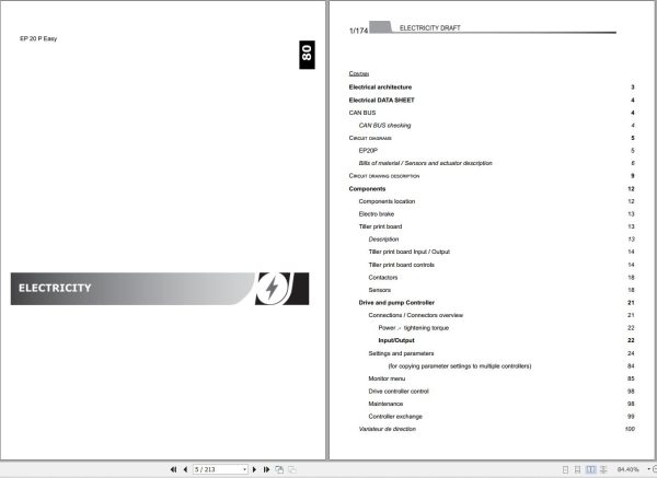 Manitou Forklift EP20P Easy Service Manual 52772348EN