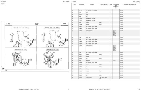 Manitou G 340 Parts Catalog 647899 1