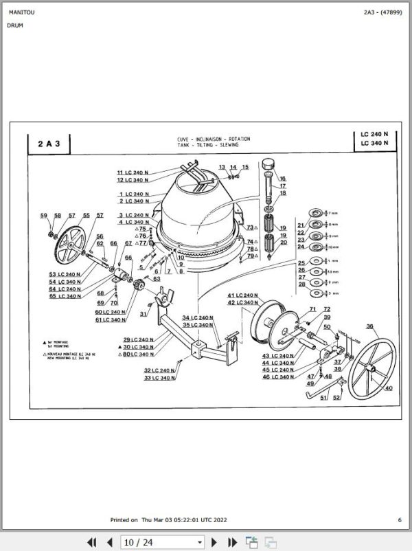 Manitou LC 240 N Parts Catalog 647899