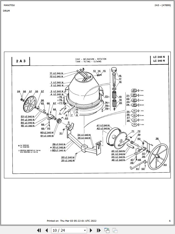 Manitou LC 240 N Parts Catalog 647899