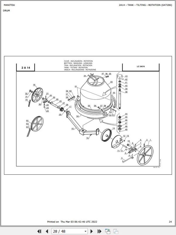 Manitou LC 340 N Parts Catalog 647206