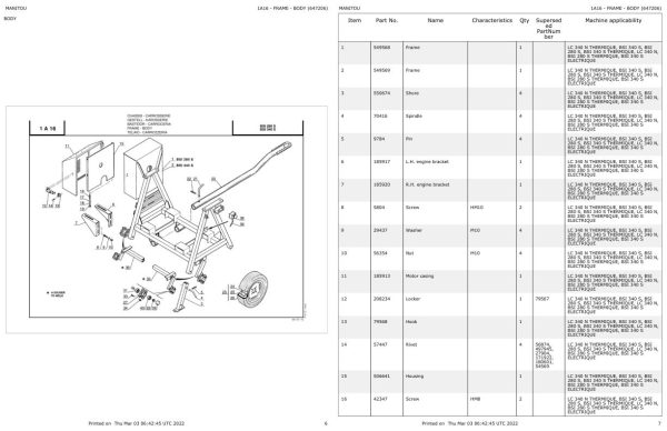 Manitou LC 340 N Parts Catalog 647206 1