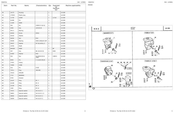 Manitou LN 280 Parts Catalog 647899 1