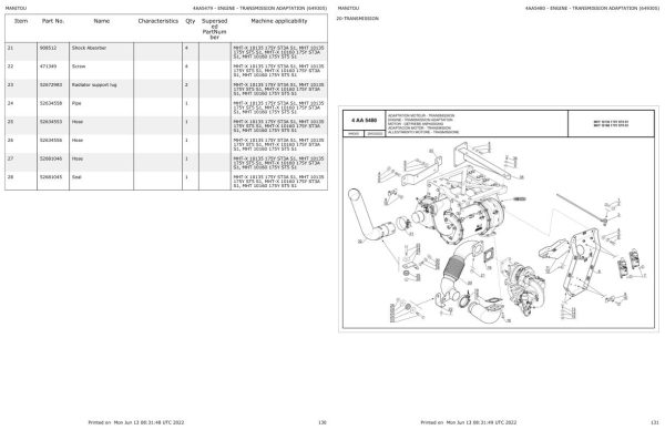 Manitou MHT 10135 175Y ST5 S1 to MHT X 10160 175Y ST3A S1 Parts Catalog 649305 1