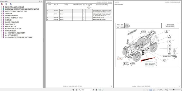 Manitou MHT 10135 to MHT X 10160 175Y ST5 S1 Parts Catalog 649305