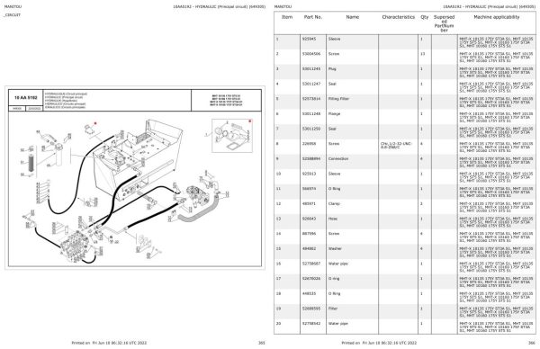 Manitou MHT 10135 to MHT X 10160 175Y ST5 S1 Parts Catalog 649305 1