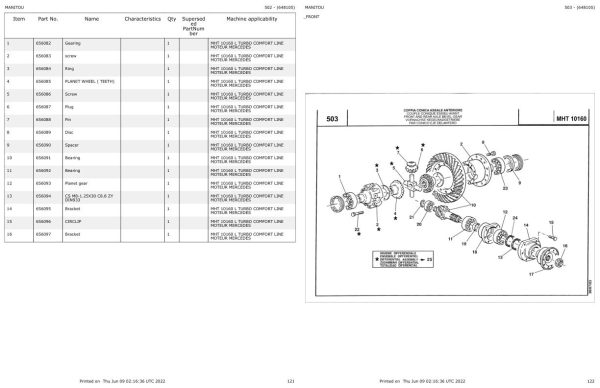 Manitou MHT 10160 L TURBO COMFORT LINE MOTEUR MERCEDES Parts Catalog 648105 1