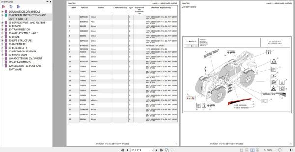 Manitou MHT 10200 210Y ST5 S1 MHT X 10200 210Y ST3A S1 Parts Catalog 649315