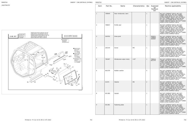Manitou MLT 627 TURBO MONO ULTRA COMPACT SB E2 Parts Catalog 547884 1