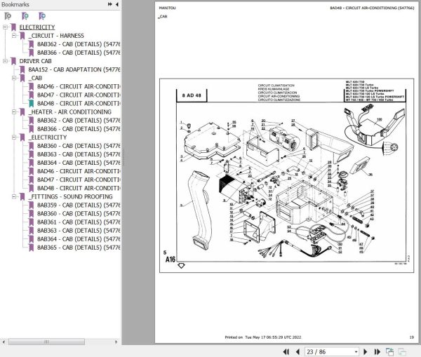 Manitou MLT 629 633 730 LS Turbo POWERSHIFT Parts Catalog 547766