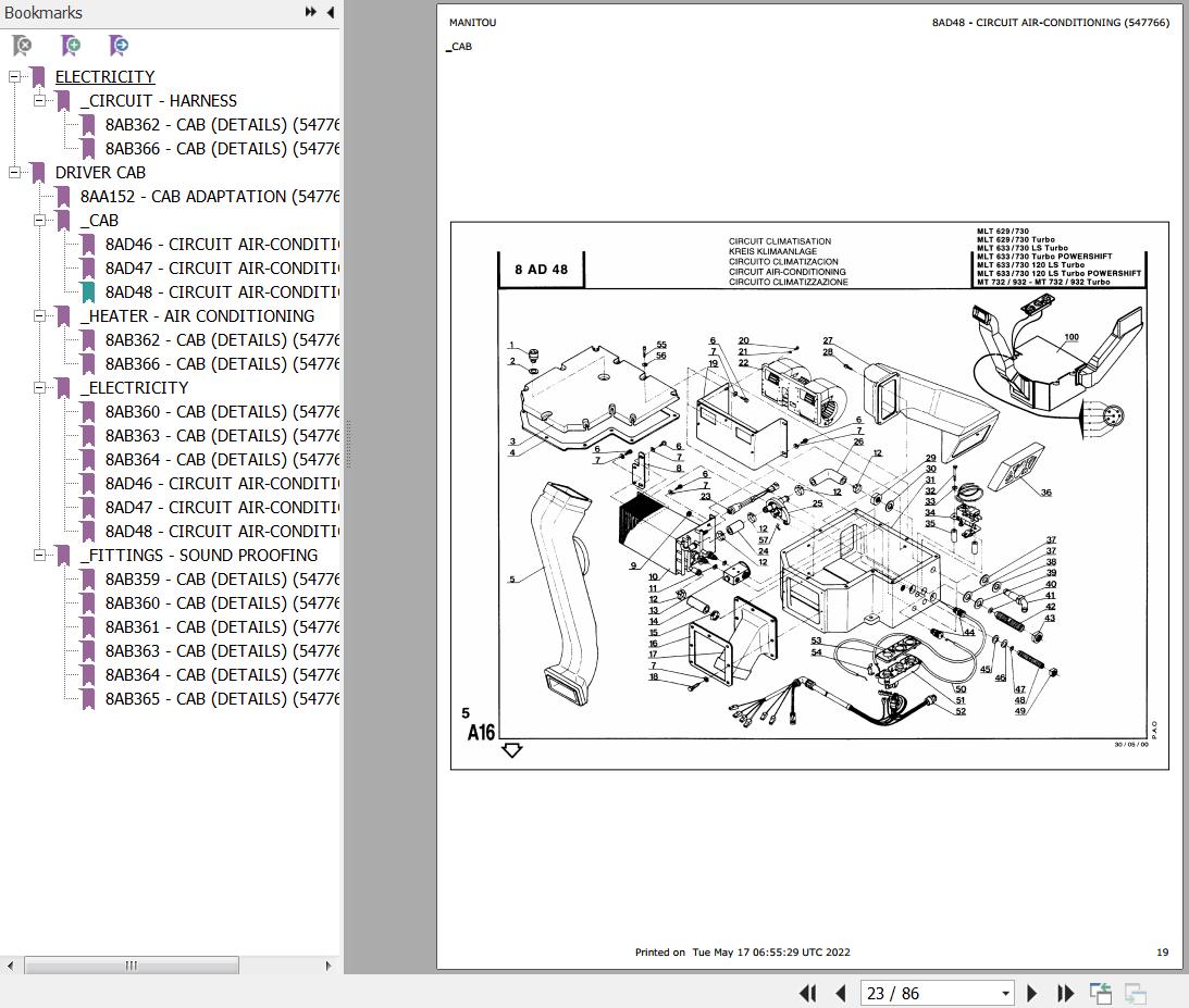 Manitou MLT 629 633 730 LS Turbo POWERSHIFT Parts Catalog 547766