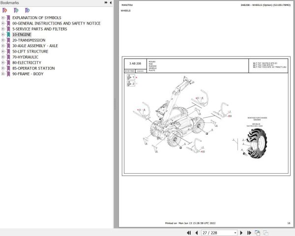 Manitou MLT 635 741 940 140 V PLUS 635 737 741 130 PS D ST5 S1 733 115 D ST5 S1 TRACT LSU Parts Catalog 52728996