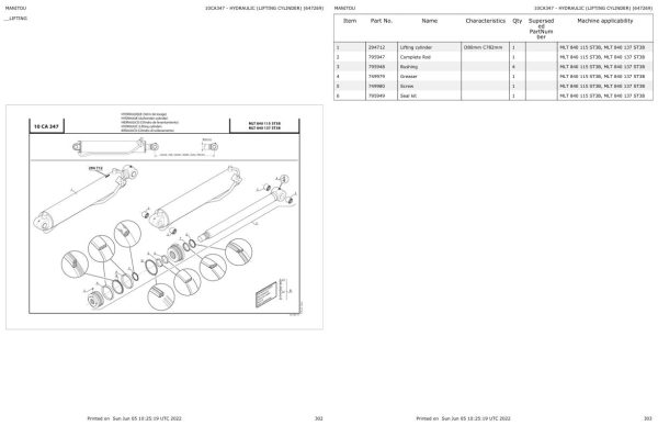 Manitou MLT 840 115 ST3B to MLT 1040 137 ST3B Parts Catalog 647269 1