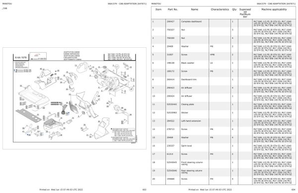 Manitou MLT 840 to MLT 1040 145 PS L JD ST4 S2 Parts Catalog 647671