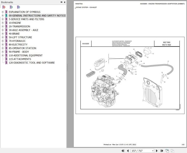 Manitou MLT 960 H 140 ST3B MLT X 960 H 140 ST3A Parts Catalog 648807