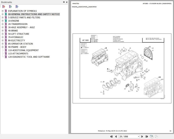 Manitou MLT X 735 T LSU S.6 E3 to MLT X 1035 LT LSU S6 E3 Parts Catalog 647121 Manitou MLT X 735 T LSU S.6 E3 to MLT X 1035 LT LSU S6 E3 Parts Catalog 647121