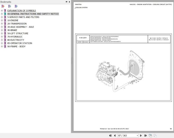 Manitou MLT X 841 145 PS Y ST3A S1 MLT X 1041 145 PS L Y ST3A S1 Parts Catalog 647797