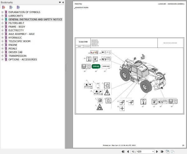 Manitou MLT X 961 145 V PLUS L JD ST3A S1 NATO Parts Catalog 649091