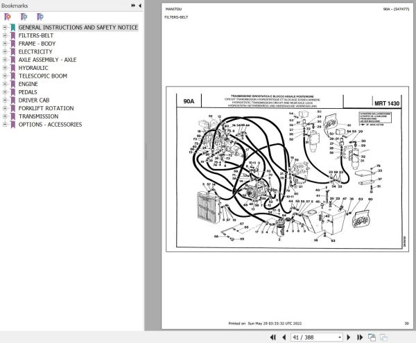 Manitou MRT 1430 TURBO COMFORT LINE MOT 1004 4T Parts Catalog 547477