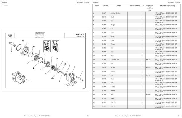 Manitou MRT 1432 TURBO SERIE M 360 MOT 1104D 44T E3 Parts Catalog 648538 1