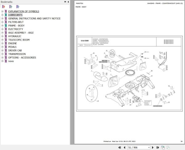 Manitou MRT 1440 to MRT 1840 EASY 75P 360 ST4 S1 Parts Catalog 649115