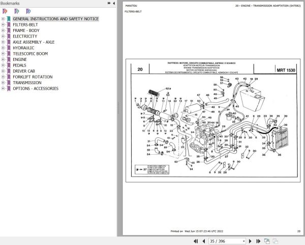 Manitou MRT 1530 TURBO COMFORT LINE MOT 1004 4T Parts Catalog 547592