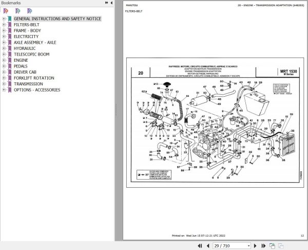 Manitou MRT 1530 TURBO SERIE M 360 MOT 1004 40T Parts Catalog 648203