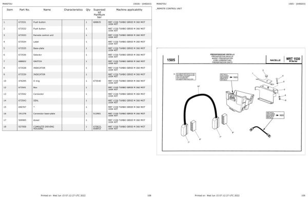 Manitou MRT 1530 TURBO SERIE M 360 MOT 1004 40T Parts Catalog 648203 1