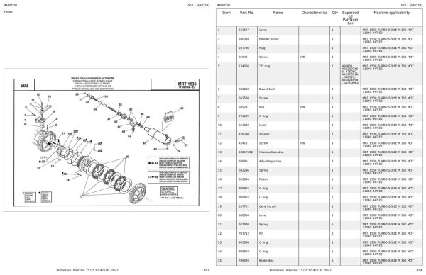 Manitou MRT 1530 TURBO SERIE M 360 MOT 1104C 44T E2 Parts Catalog 648239 1