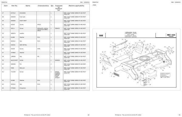 Manitou MRT 1530 TURBO SERIE M 400 MOT 1004 40T Parts Catalog 648202 1