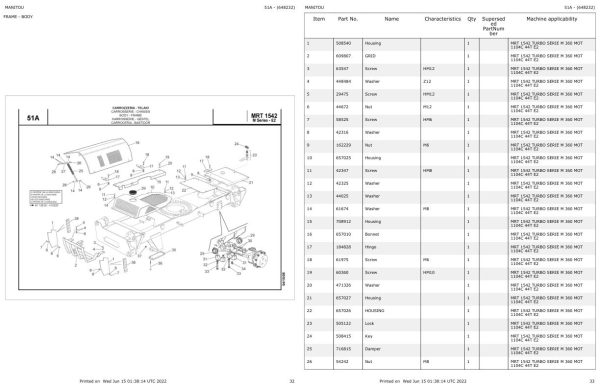 Manitou MRT 1542 TURBO SERIE M 360 MOT 1104C 44T E2 Parts Catalog 648232 1